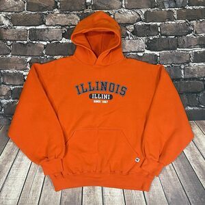 Vintage Illinois Fighting Illini Hoodie Mens Large Russell Chief Illiniwek NCAA